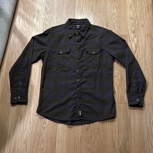 Grey and blue plaid TETON GRAVITY RESEARCH long sleeve button up shirt